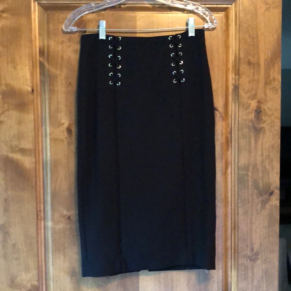WHBM Black pencil skirt w/ tie accents